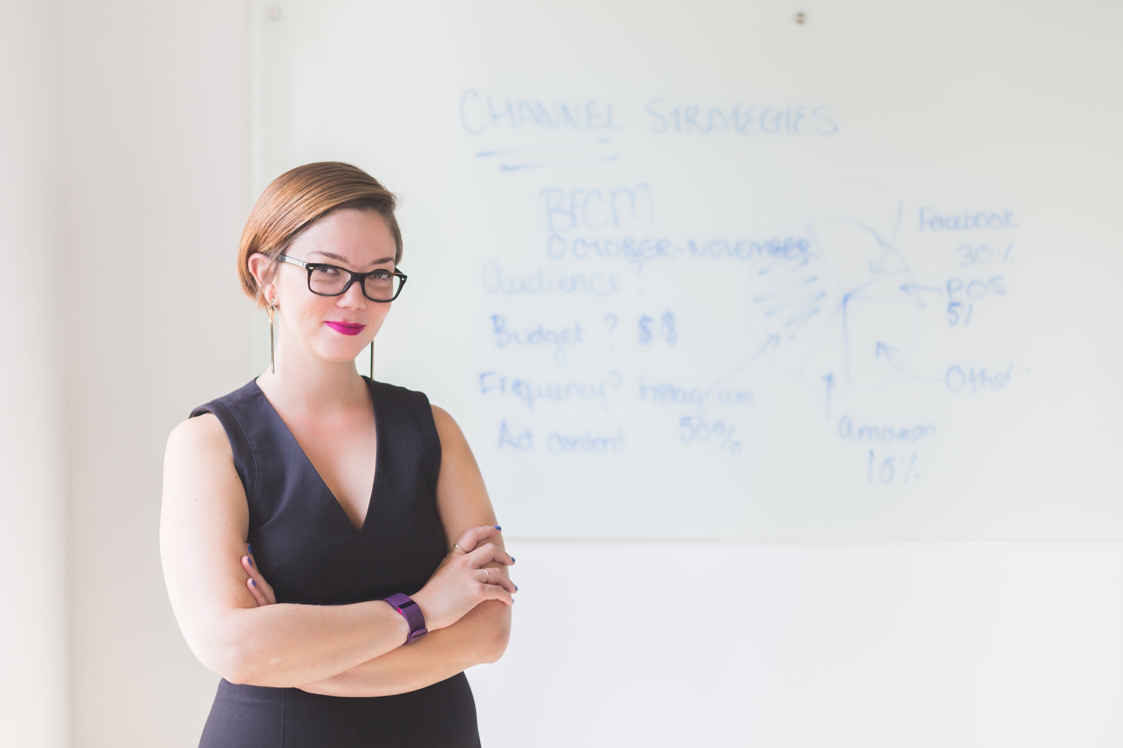 Business woman in an office smiling